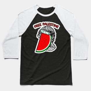 Watermelon Keffiyeh - Half Wrap - Free Palestine - Double-sided Baseball T-Shirt